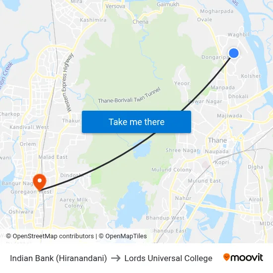 Indian Bank (Hiranandani) to Lords Universal College map