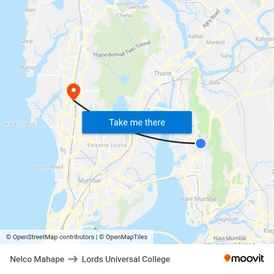 Nelco Mahape to Lords Universal College map