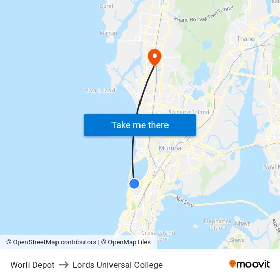 Worli Depot to Lords Universal College map