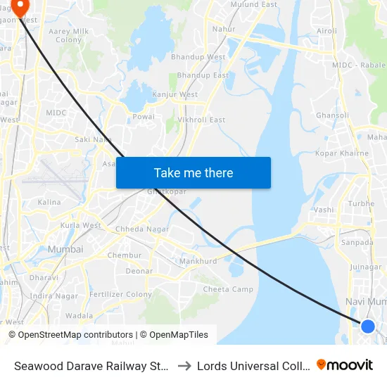 Seawood Darave Railway Station to Lords Universal College map