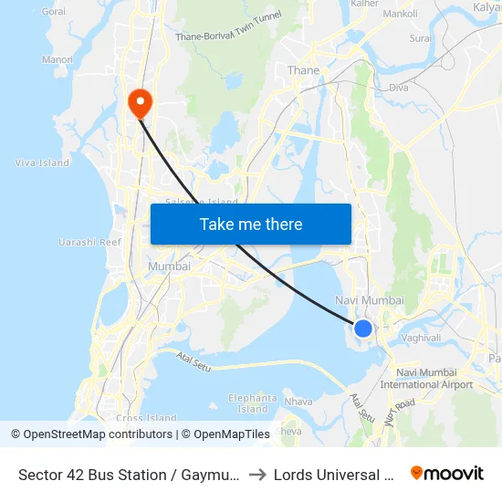 Sector 42 Bus Station / Gaymukh Chowk to Lords Universal College map
