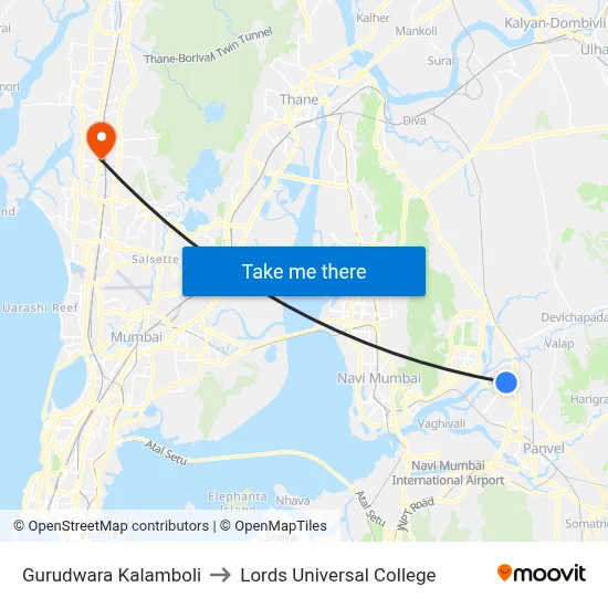 Gurudwara Kalamboli to Lords Universal College map