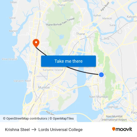 Krishna Steel to Lords Universal College map