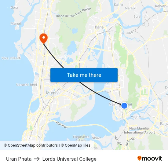 Uran Phata to Lords Universal College map