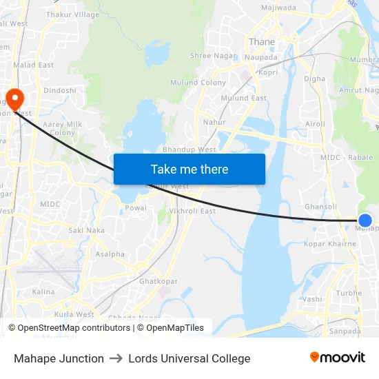 Mahape Junction to Lords Universal College map