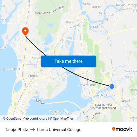 Taloja Phata to Lords Universal College map