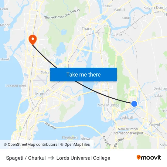 Spageti / Gharkul to Lords Universal College map
