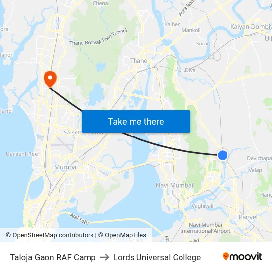 Taloja Gaon RAF Camp to Lords Universal College map