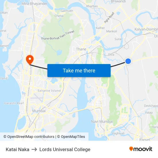 Katai Naka to Lords Universal College map