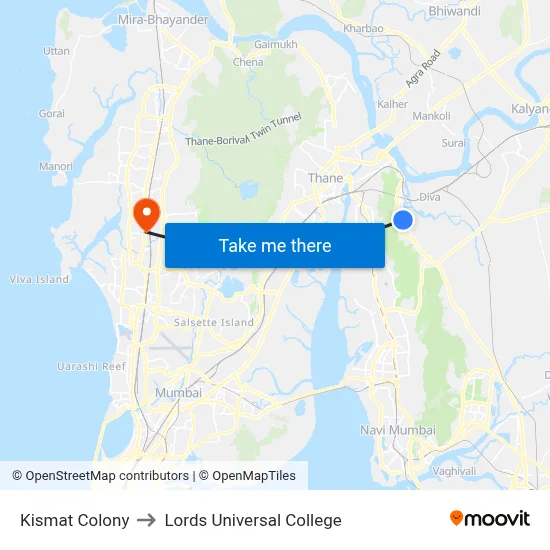 Kismat Colony to Lords Universal College map