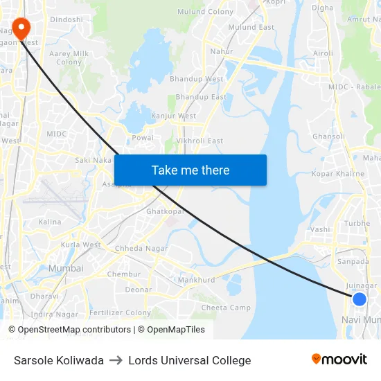 Sarsole Koliwada to Lords Universal College map