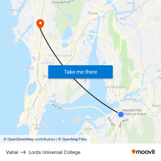 Vahal to Lords Universal College map