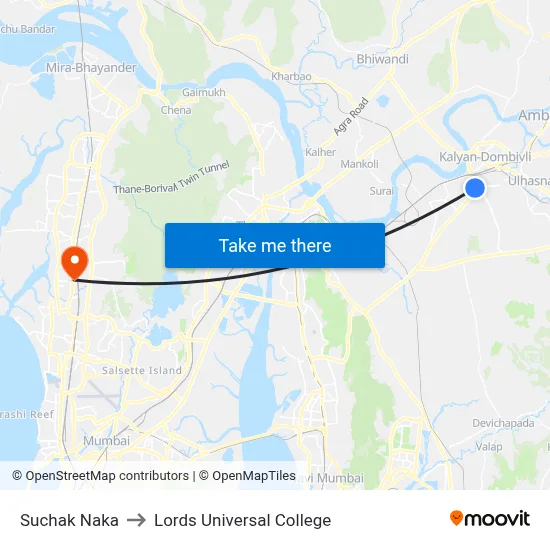 Suchak Naka to Lords Universal College map
