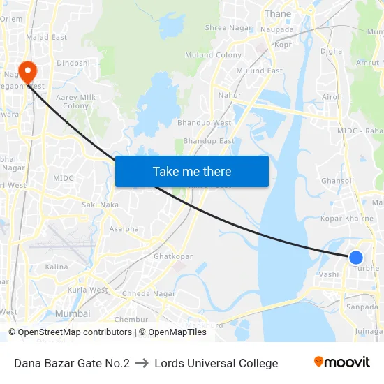 Dana Bazar Gate No.2 to Lords Universal College map