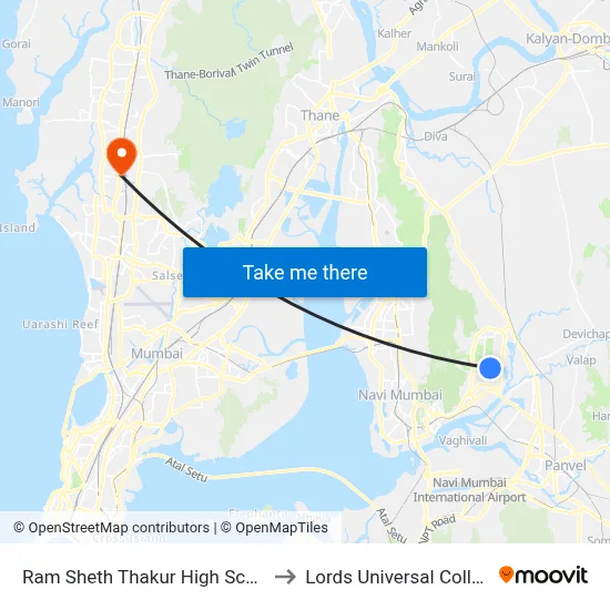 Ram Sheth Thakur High School to Lords Universal College map