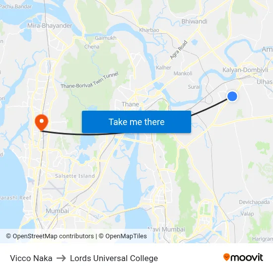Vicco Naka to Lords Universal College map