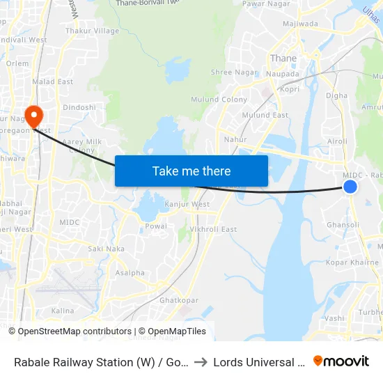 Rabale Railway Station (W) / Gothivali Gaon to Lords Universal College map