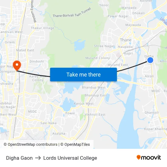 Digha Gaon to Lords Universal College map