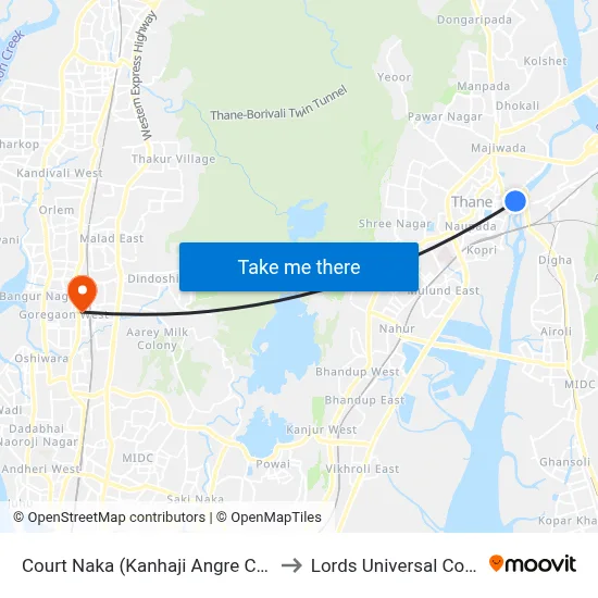 Court Naka (Kanhaji Angre Chowk) to Lords Universal College map