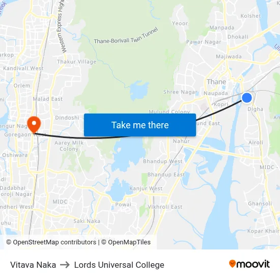 Vitava Naka to Lords Universal College map
