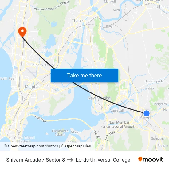 Shivam Arcade / Sector 8 to Lords Universal College map