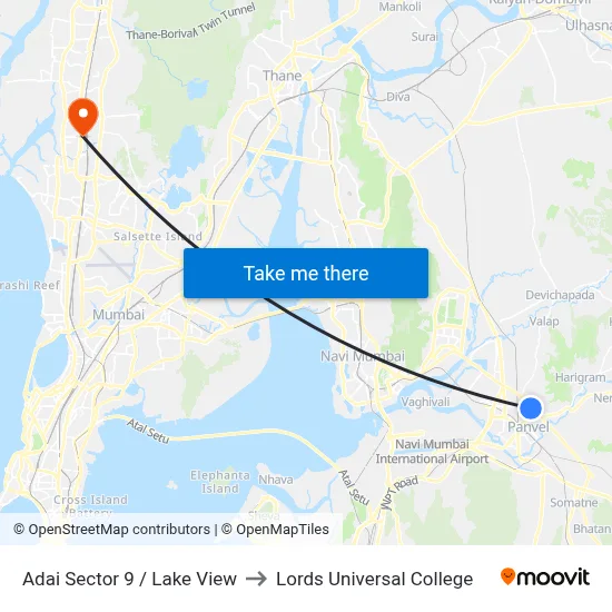 Adai Sector 9 / Lake View to Lords Universal College map