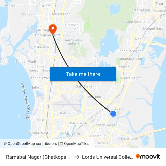 Ramabai Nagar (Ghatkopar-E) to Lords Universal College map
