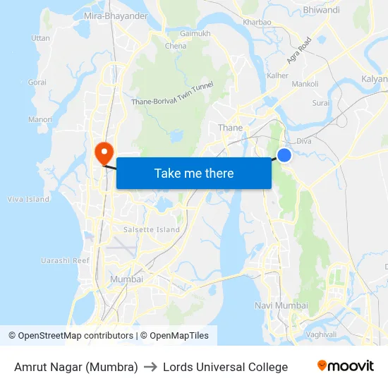 Amrut Nagar (Mumbra) to Lords Universal College map