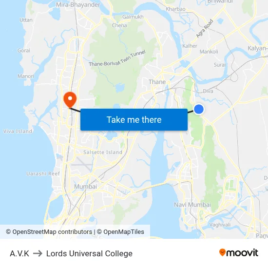 A.V.K to Lords Universal College map