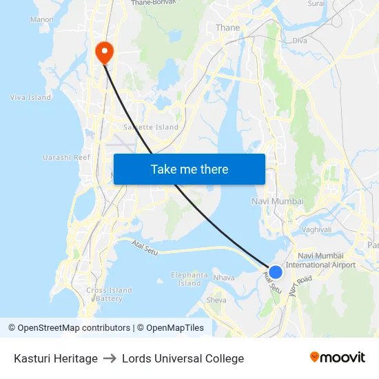 Kasturi Heritage to Lords Universal College map