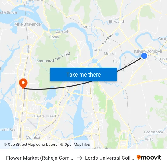 Flower Market (Raheja Complex) to Lords Universal College map