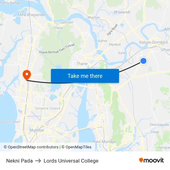 Nekni Pada to Lords Universal College map