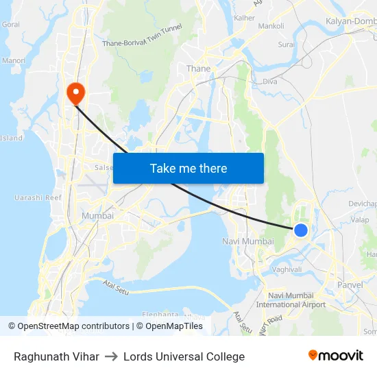 Raghunath Vihar to Lords Universal College map
