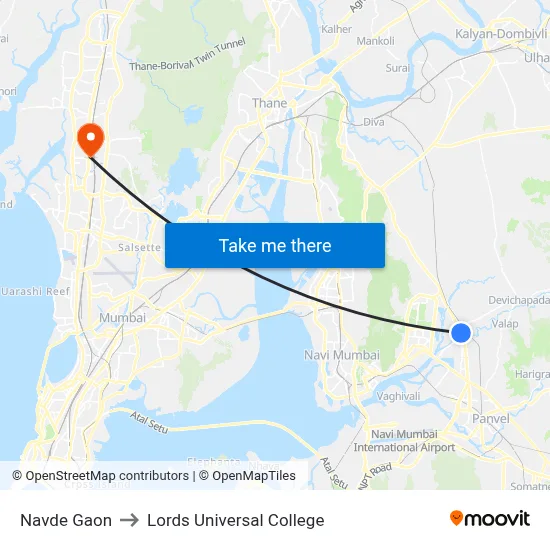 Navde Gaon to Lords Universal College map