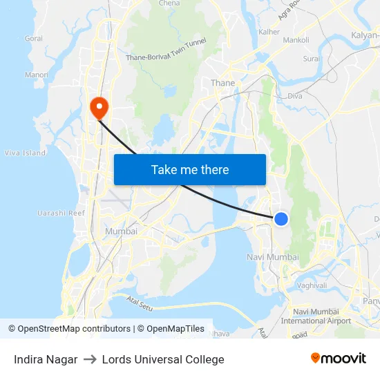 Indira Nagar to Lords Universal College map