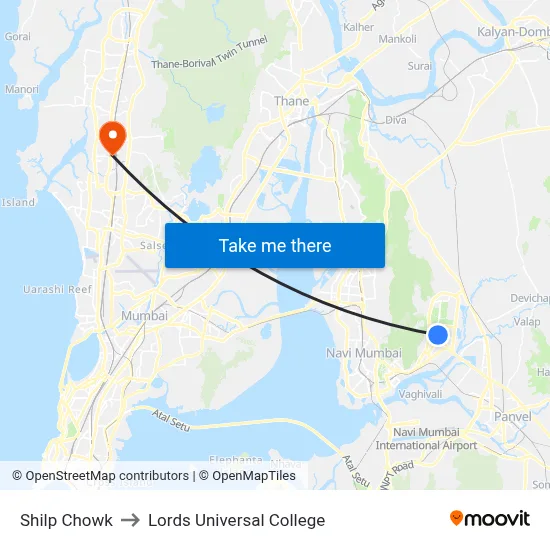 Shilp Chowk to Lords Universal College map