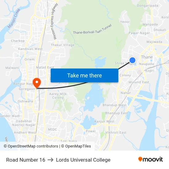 Road Number 16 to Lords Universal College map