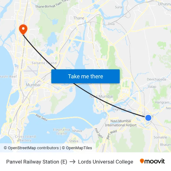 Panvel Railway Station (E) to Lords Universal College map