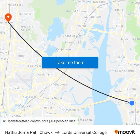Nathu Joma Patil Chowk to Lords Universal College map