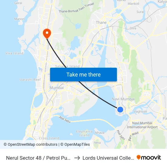 Nerul Sector 48 / Petrol Pump to Lords Universal College map
