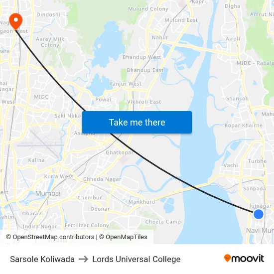 Sarsole Koliwada to Lords Universal College map