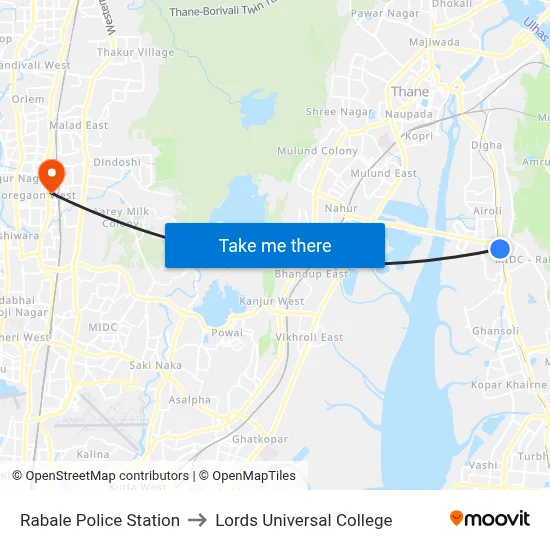 Rabale Police Station to Lords Universal College map