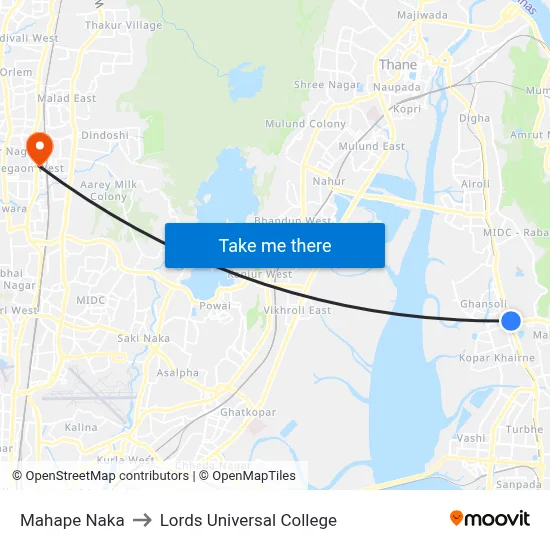 Mahape Naka to Lords Universal College map