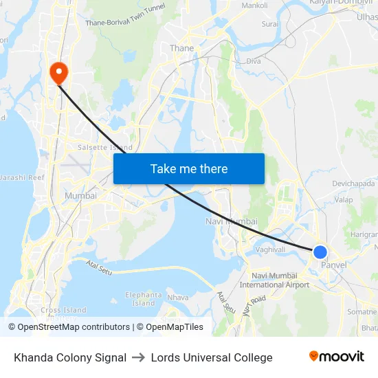 Khanda Colony Signal to Lords Universal College map