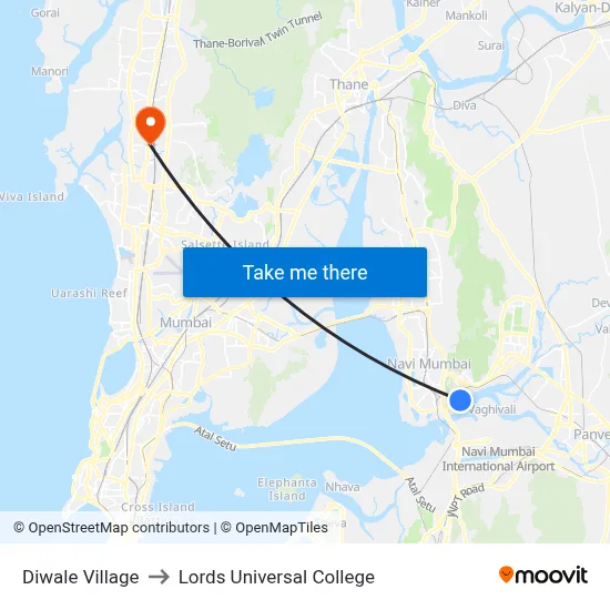 Diwale Village to Lords Universal College map