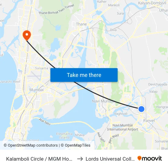 Kalamboli Circle / MGM Hospital to Lords Universal College map