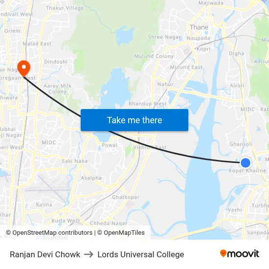 Ranjan Devi Chowk to Lords Universal College map