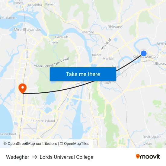 Wadeghar to Lords Universal College map