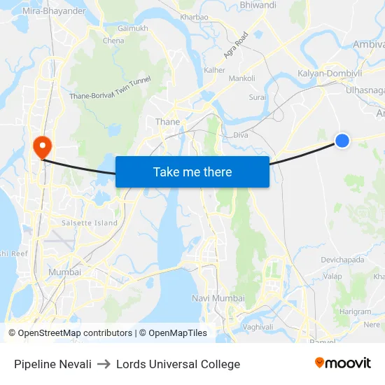 Pipeline Nevali to Lords Universal College map