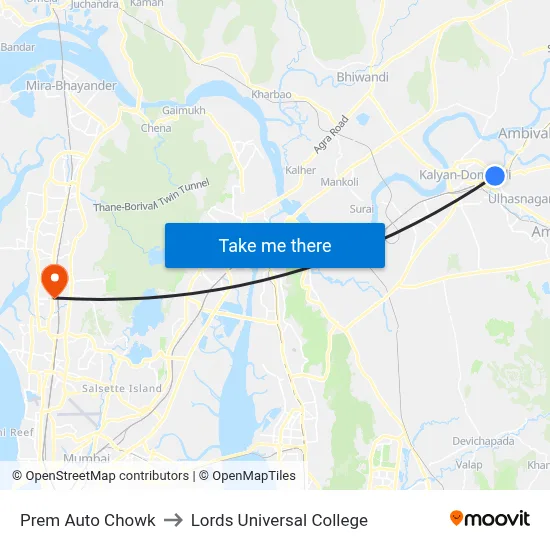 Prem Auto Chowk to Lords Universal College map